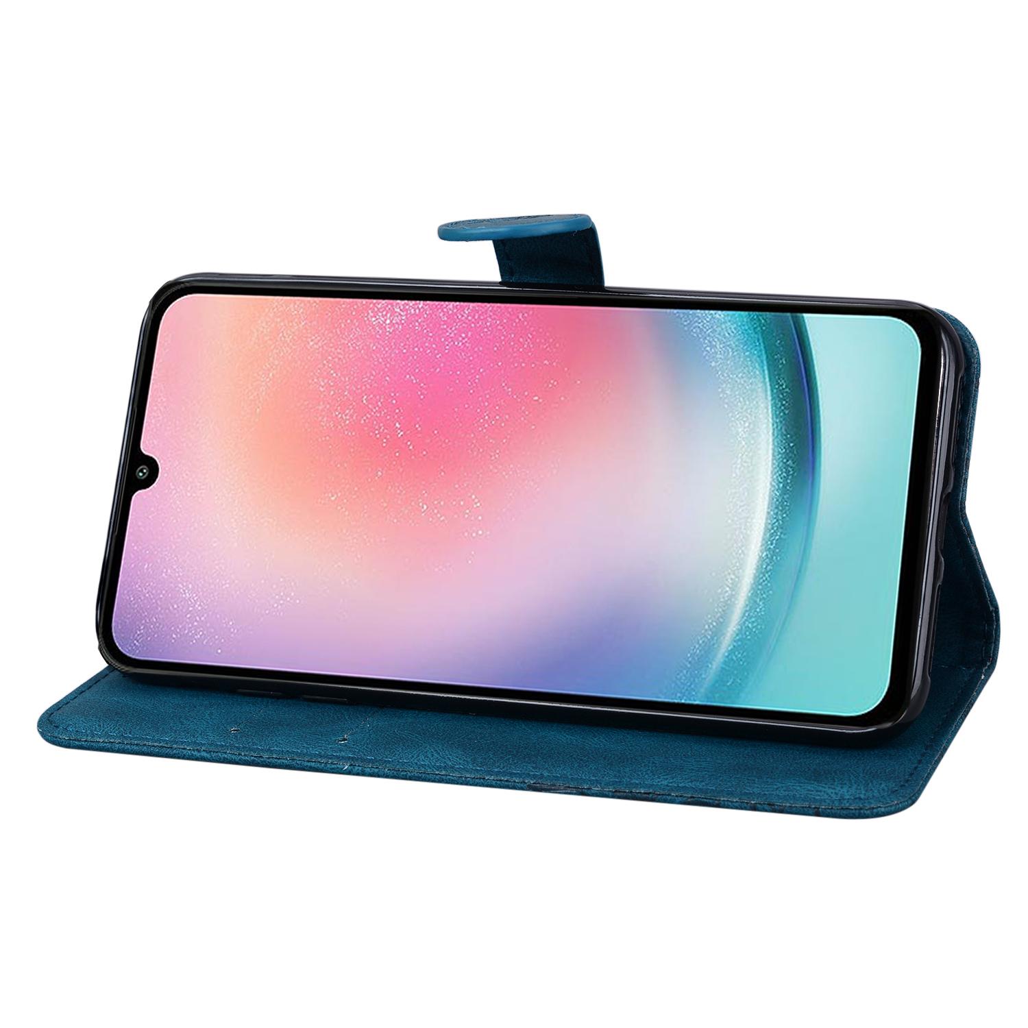 BoekCover Etui Hoes voor Samsung Galaxy A36 - A56  -  Blauw  -  Vlinder  - Reliëf