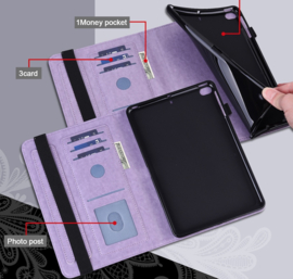Bescherm-Etui Hoes Map voor Samsung Galaxy Tab A9 Plus - 11 -   Bloem Reliëf -  Paars