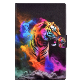 Luxe Bescherm-Etui Hoes Map voor Samsung Galaxy Tab A9 Plus - 11 -    "Tijger" Zwart