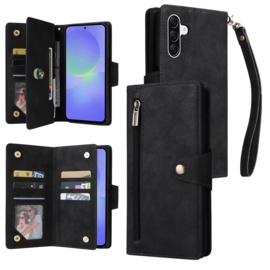7-Pas Boek-Cover Portemonnee Etui Hoes voor Samsung Galaxy A37 - A36 - A56   -   Zwart