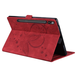 Luxe Bescherm-Etui Hoes Map voor Samsung Galaxy Tab S9 FE  - S10 FE-  10.9"  -    Hart en Vlinder  - Rood