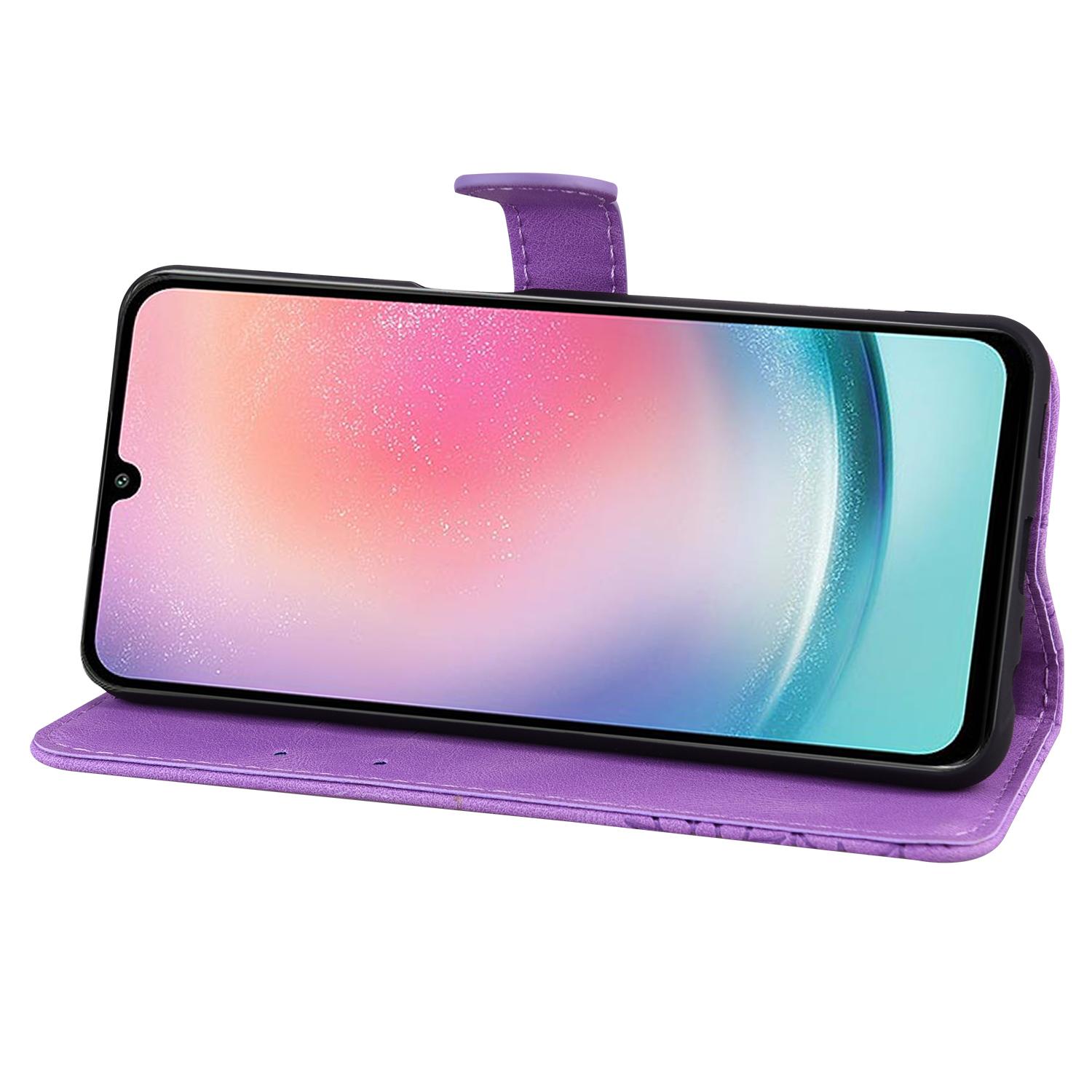 BoekCover Etui Hoes voor Samsung Galaxy A36 - A56  -  Paars  -  Vlinder  - Reliëf