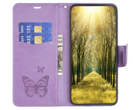 PU BookCover Hoes Etui voor Samsung Galaxy S24 - S25      Vlinders - Paars