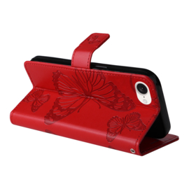 BookCover Hoes Etui voor iPhone SE 4 -2024     Rood   -   Vlinder