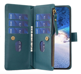 9 Pas -  Portemonnee Etui Hoes voor Samsung Galaxy A54   -   Groen