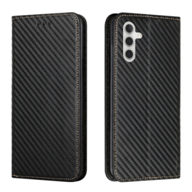 Luxe BookCover Hoes Etui voor Samsung Galaxy S24  -  Zwart-Carbon