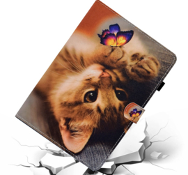 Bescherm-Etui Hoes Map voor Samsung Galaxy Tab A9 Plus - 11 -  Kitten - Vlinder