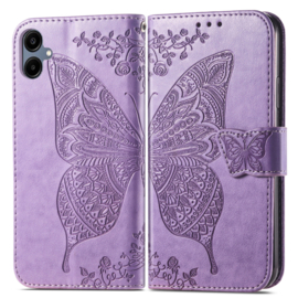 PU BookCover Hoes Etui voor Samsung Galaxy A06    Vlinders   Paars