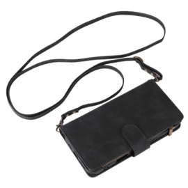Portemonnee - Etui  Tas voor iPhone 16  - Met Schouder - Draagkoord -  Zwart