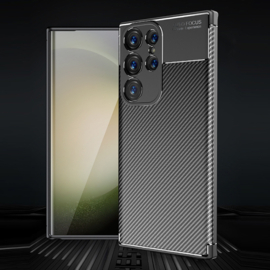 Carbon TPU Bescherm-Hoes Skin voor Samsung Galaxy S24 ULTRA  - Zwart