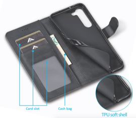Luxe BoekCover Hoes Etui voor Samsung Galaxy S24 - S25  -  Zwart