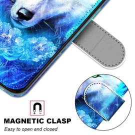 BookCover Hoes Etui voor Samsung Galaxy A33    Wolf.  Blauw - Wit