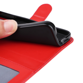 BookCover Hoes Etui voor Samsung Galaxy A16  - A26  Rood - Bloem-Motief in Reliëf