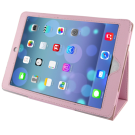 PU Bescherm-Opberg Map Hoes Etui voor iPad Air  Roze