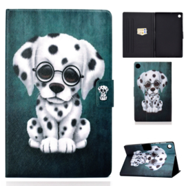 Luxe Bescherm-Etui Hoes Map voor Samsung Galaxy Tab A9 Plus - 11 -    "Cute Dog"   Zwart