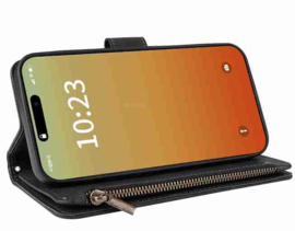 Portemonnee - Etui  Tas voor iPhone 15 Pro Max - Met Schouder - Draagkoord -  Zwart