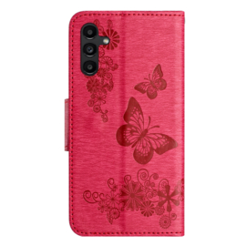 PU BookCover Hoes Etui voor Samsung Galaxy A15    Rood  -  Vlinders