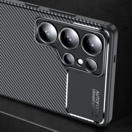 Carbon TPU Bescherm-Hoes Skin voor Samsung Galaxy S25 ULTRA  - Zwart