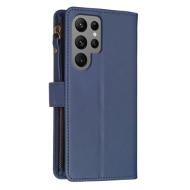 9 Pas - Luxe BookCover Wallet Etui voor Samsung Galaxy S24 ULTRA   Blauw