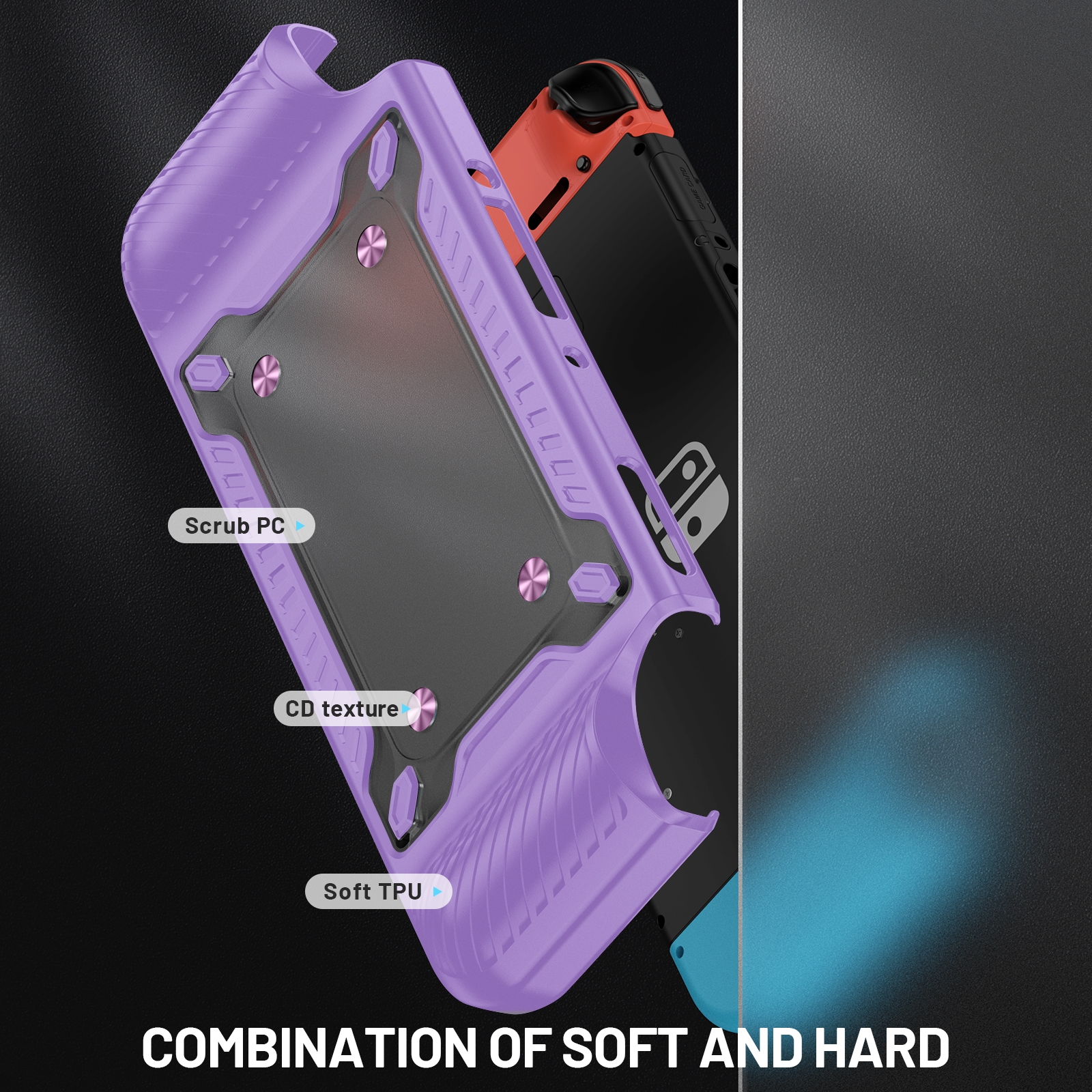 Grip TPU Bescherm Hoes Cover voor Nintendo Switch  OLED -  Paars-Lila