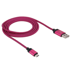 USB 2.0 - Micro USB Oplader en Data Kabel - 1,2 meter  Roze 
