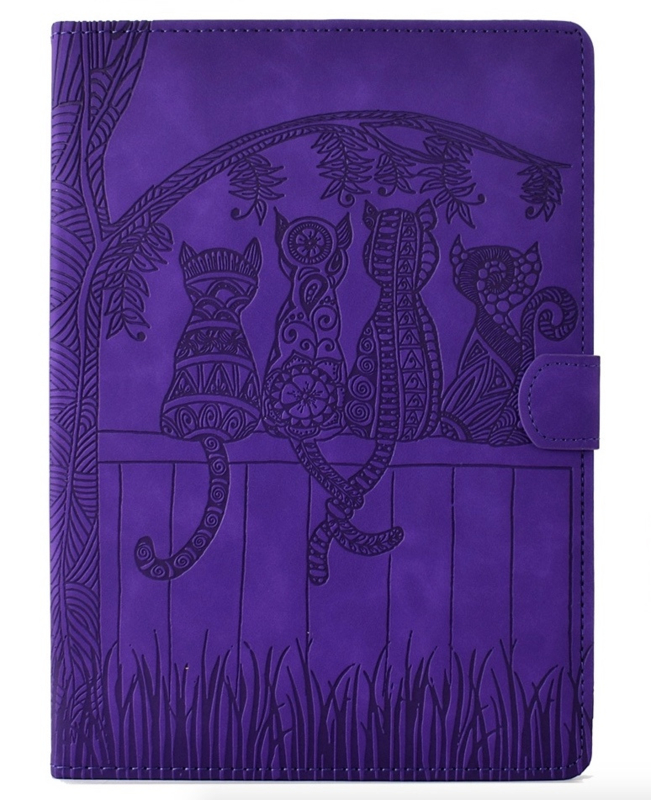 Bescherm-Etui Hoes Map voor  Apple iPad 10 - A16 - 10.9 - 2022 - 2025 - Cartoon Cats - Paars