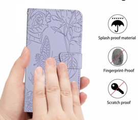 PU BoekCover Hoes Etui voor Samsung Galaxy A57  -   Lila-Paars  -  Vlinders