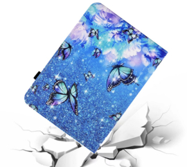 Bescherm-Etui Hoes Map voor Samsung Galaxy Tab A9 Plus - 11 -   Vlinders - Blauw