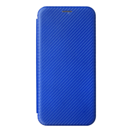 Slim Carbon  Cover Hoes Etui voor iPhone 13 - 14    Blauw - Carbon