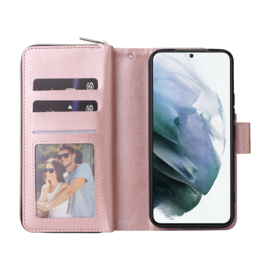 BookCover - 9 Cards - Wallet Etui Hoes voor Samsung S22   - Roze