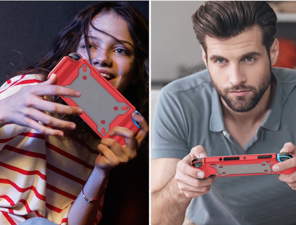Grip TPU Bescherm Hoes Cover voor Nintendo Switch  OLED -  Rood