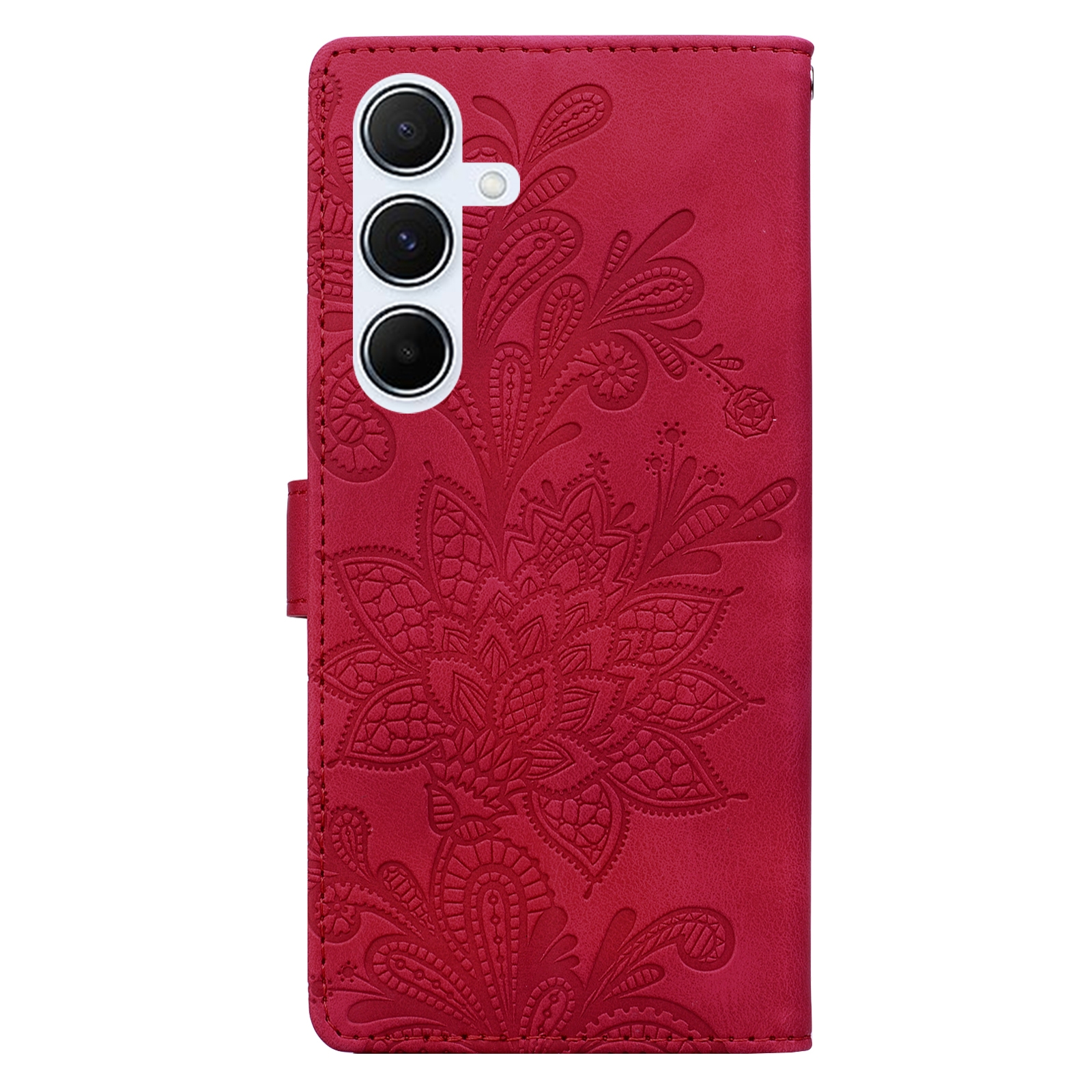 BookCover Hoes Etui Mapje voor Samsung Galaxy A56 - A36  -  Rood   -  Bloem Reliëf