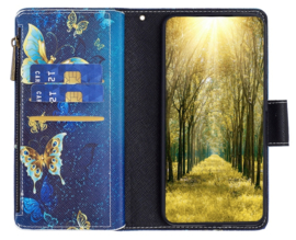 BookCover Portemonnee  Etui voor Samsung Galaxy S23   -   Vlinders. Blauw