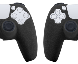 Leer-Look Silicone Hoes / Skin voor Playstation 5 - PS5 Controller    Zwart