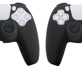 Leer-Look Silicone Hoes / Skin voor Playstation 5 - PS5 Controller    Zwart