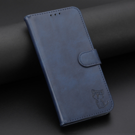 Luxe BookCover Hoes Etui voor Samsung Galaxy A16 - A26  -  Blauw  - Kat  - Reliëf