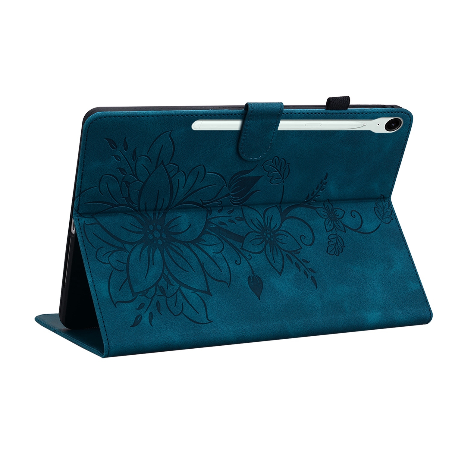 Luxe Bescherm-Etui Hoes Map voor Samsung Galaxy Tab S9 FE  -  S10 FE  -  10.9"  -    Lelie  -  Blauw