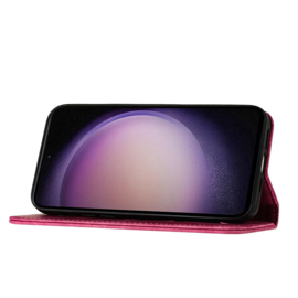 BookCover Etui Hoes voor Samsung Galaxy S24  - S25 Roze - Vlinders en Kat - Reliëf