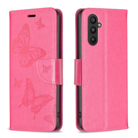 PU BookCover Hoes Etui voor Samsung Galaxy A24  Roze    Vlinders