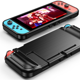 TPU Bescherm Hoes Skin voor Nintendo Switch  - Zwart-Carbon