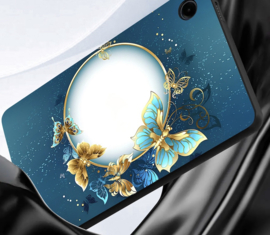 TPU Flex Bescherm- Hoes Cover Skin voor Galaxy Tab A9 PLUS 11  -  Vlinders Blauw-Goud