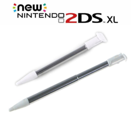 2x Inschuifbare Aluminium Stylus Pen voor New Nintendo 2DS XL. Wit