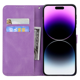 BookCover Hoes Etui voor iPhone 15      Vlinder    -  Paars  *2