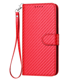 Luxe BookCover Hoes Etui voor iPhone SE 4 - 2024     Rood - Carbon