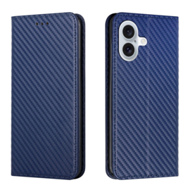 Luxe BookCover Hoes Etui voor iPhone 16   -     Blauw - Carbon