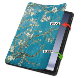 Cover Map Hoes voor Samsung Galaxy Tab A9  PLUS - 11    -  Amandelbloesem