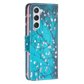 BookCover Hoes Etui voor Samsung Galaxy S24 - S25     -    Bloesem -   Groen / Roze