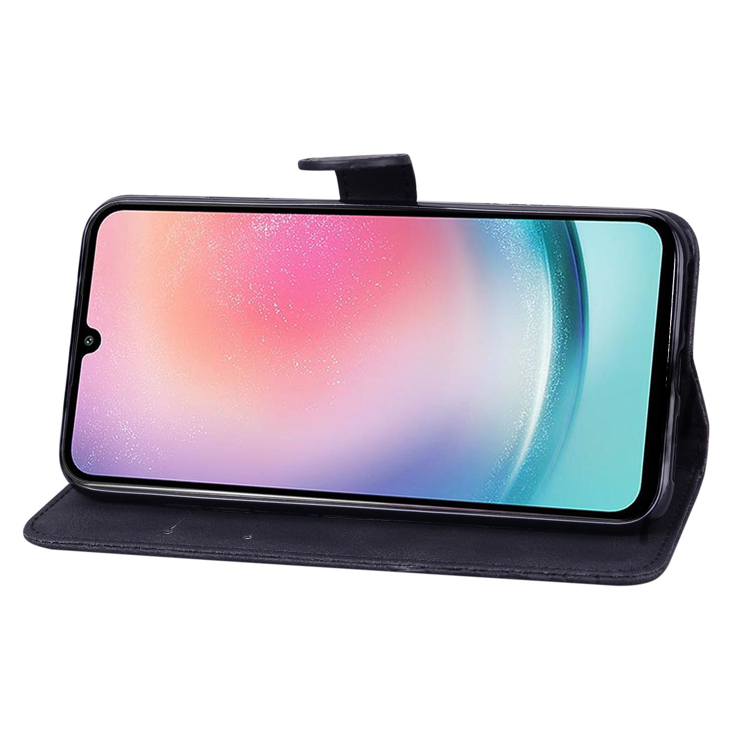 BoekCover Etui Hoes voor Samsung Galaxy A36 - A56  -  Zwart   -  Vlinder  - Reliëf