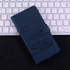 BookCover Hoes Etui voor Samsung Galaxy A56 - A36  -  Cartoon Cats  - Blauw   - Reliëf