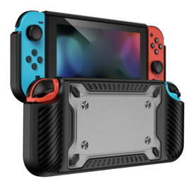 Grip TPU Bescherm Hoes Cover voor Nintendo Switch  OLED - Zwart